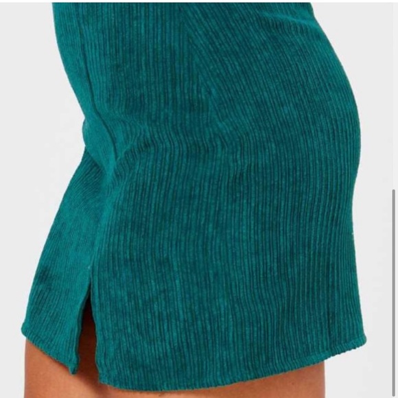 NWT Altar’d State Corduroy Ribbed Teal Slit Skirt - Picture 5 of 6